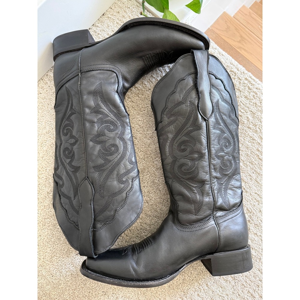J.B.‎ Dillon RESERVE Cowboy Boots Men 12 Black Leather Western Square Toe Tall
